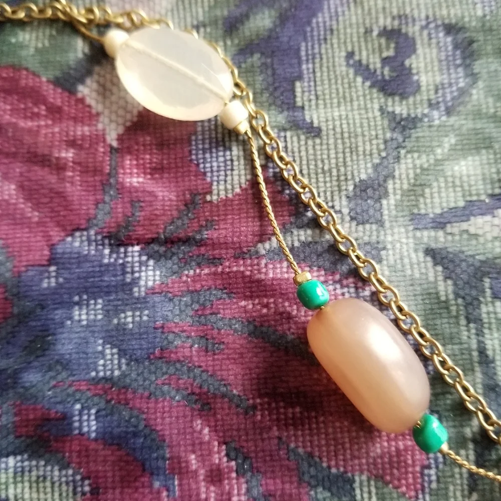 Two strand necklace with beads and chain
